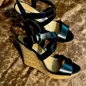 Style and Co. Black wedge sandals.